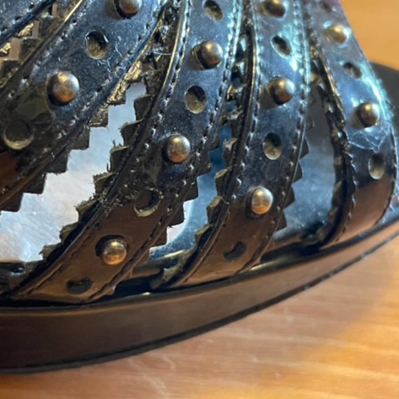 Dior Black Patent Leather Studded Strappy Bonnie Sandals Size 7/37.5 - Picture 8 of 8